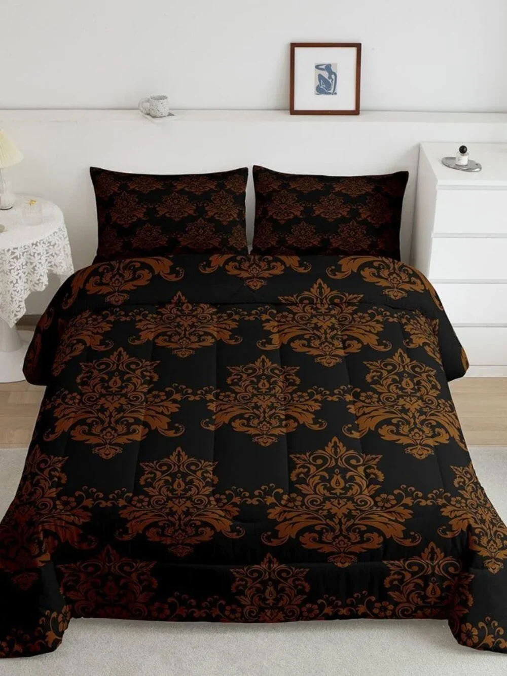 Antique Victorian Comforter Vintage Floral Exotic 3 Piece Soft Microfiber Beddin